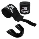 KIT BANDAGEM ELÁSTICA 3 METROS PROFISSIONAL + PROTETOR BUCAL MUVIN - PROTEÇÃO PARA MÃOS, PUNHOS E BOCA - BOXE MUAY THAI MMA ARTES MARC