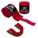 KIT BANDAGEM ELÁSTICA 3 METROS PROFISSIONAL + PROTETOR BUCAL MUVIN - PROTEÇÃO PARA MÃOS, PUNHOS E BOCA - BOXE MUAY THAI MMA ARTES MARC