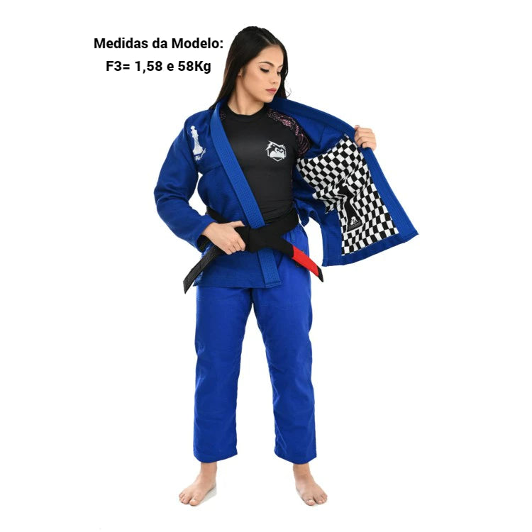 KIMONO FEMININO JIU JITSU, RASH GUARD 100% FORRADO TRANÇADO - PROFISSIONAL