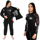 KIMONO FEMININO JIU JITSU, RASH GUARD 100% FORRADO TRANÇADO - PROFISSIONAL