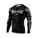 RASH GUARD MANGA LONGA MUAY THAI DRAGON THAI CINZA ORIGINAL